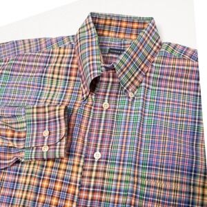 Gitman Bros Button Down Shirt Mens L Multicolor Plaid Long Sleeve Made in USA